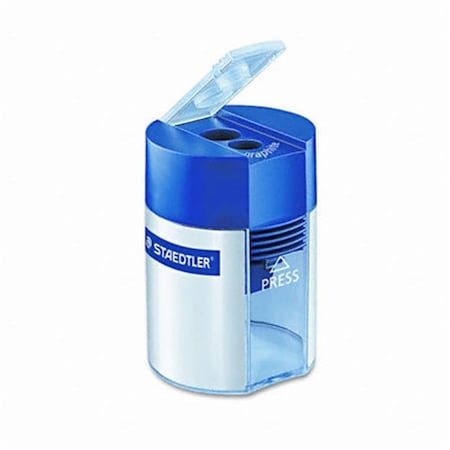 Staedtler Staedtler 512-001A6 Handheld Manual Double-Hole Cylinder Pencil Sharpener- Blue/Silver 512-001A6